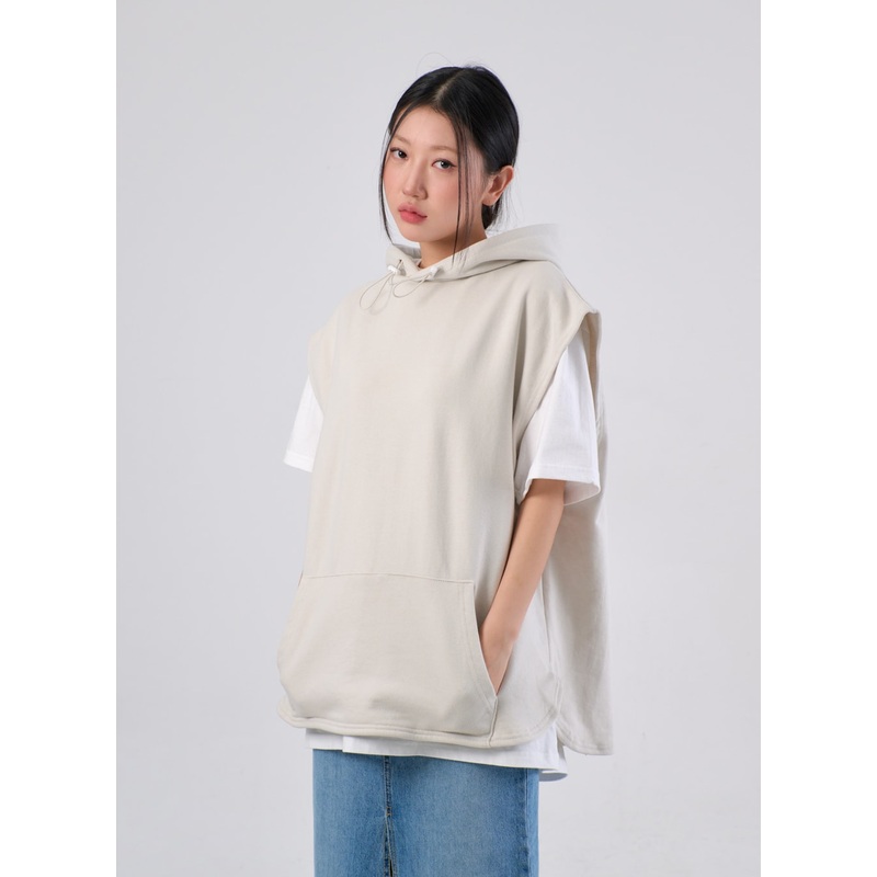 Oversized Hoodie Vest IA305 White M/L