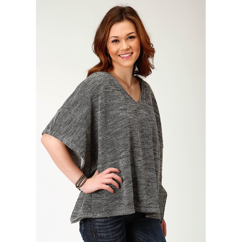 Womens Gray Knit Poncho L/XL