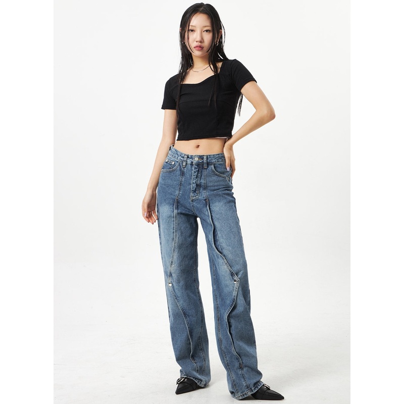Wrapped Wide Leg Jeans CA320 Blue S