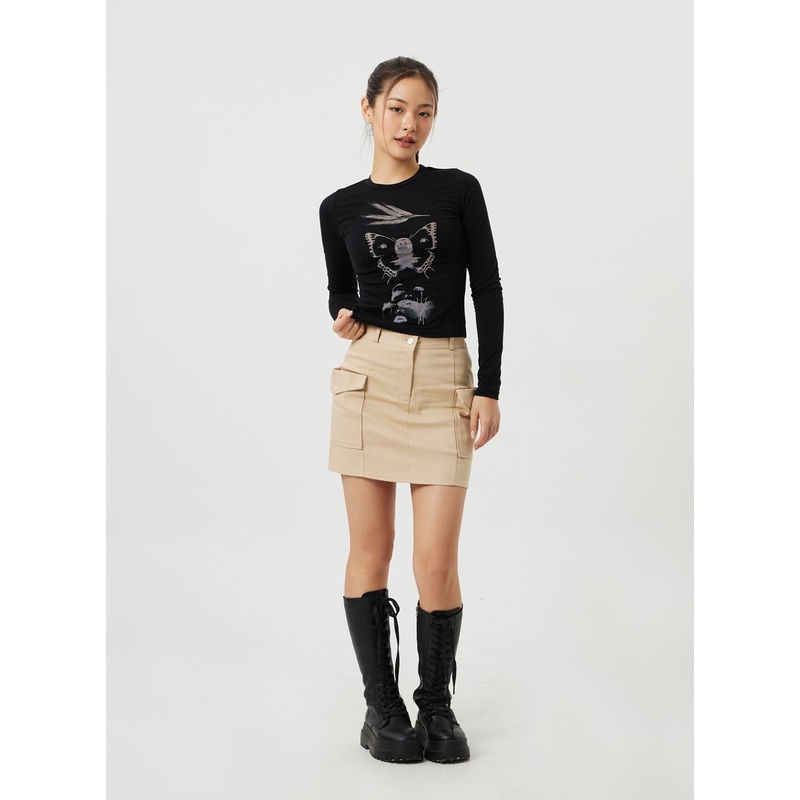 Cargo Mini Skirt CM306 Beige S/M