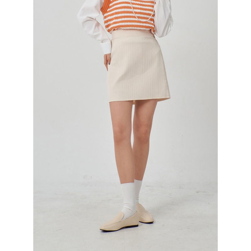 High Waist Mini Skirt IM315 Light beige S/M