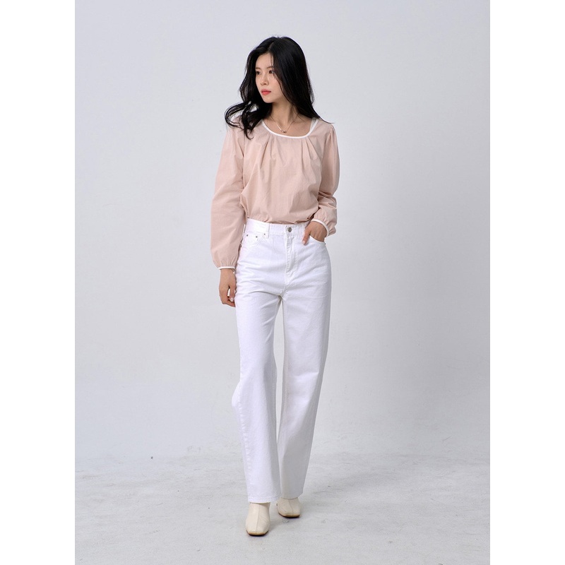 Straight Leg Cotton Pants OM331 White S