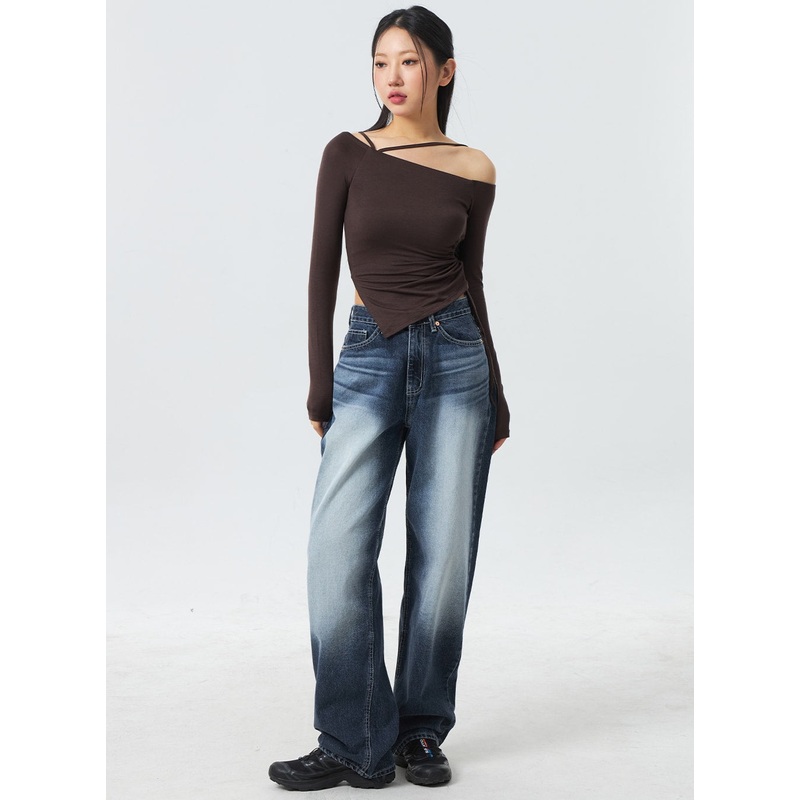 Wide Leg Blue Jeans CM329 Dark blue S
