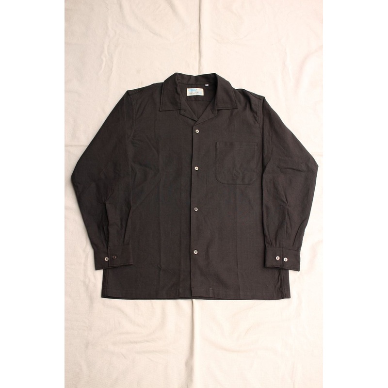 WORKERS / Open Collar Shirt (Charcoarl Linen Cotton) 14