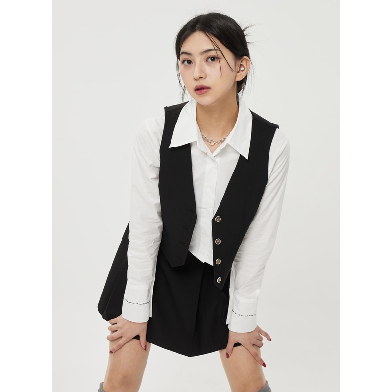 Button Vest BF315 Light beige S/M