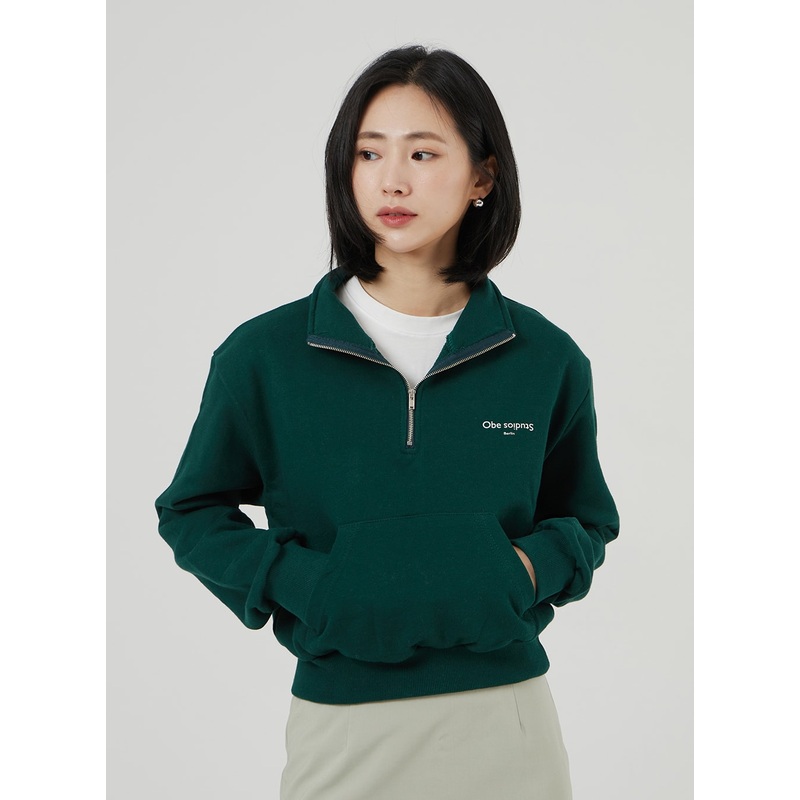 Cropped Half Zip-Up OF313 White S/M