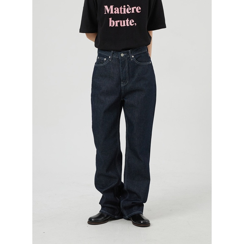 Dark Wash Wide Leg Jeans OF320 Dark blue S