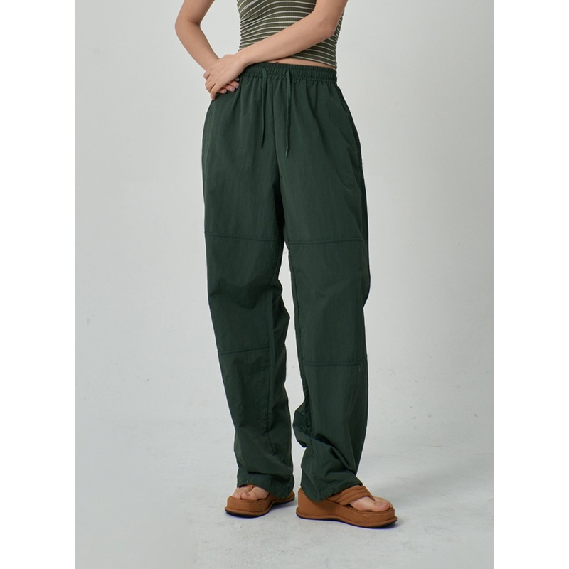 Drawstring Baggy Track Pants IF309 Dark green M