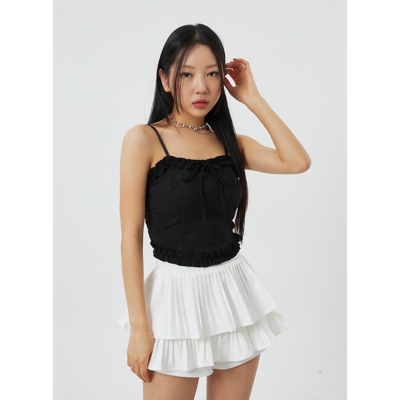 Frill Thin Strap Top BF323 White S/M