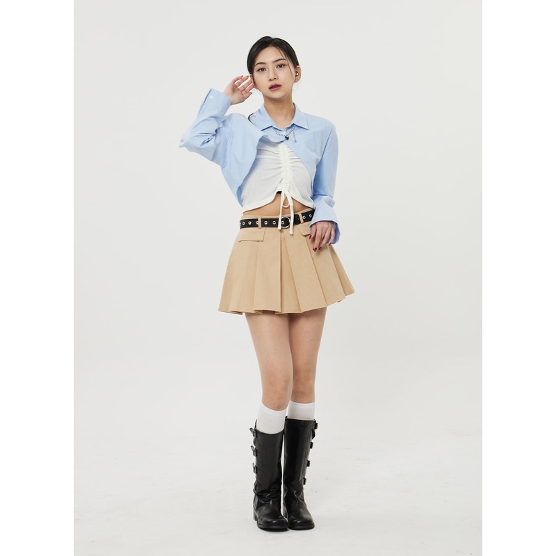 Pocket Pleated Mini Skirt BF315 White S