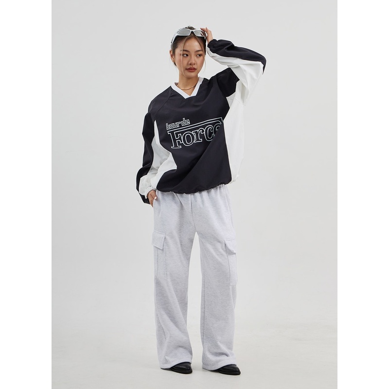Cargo Wide Leg Track Pants Unisex CJ313 Light gray M