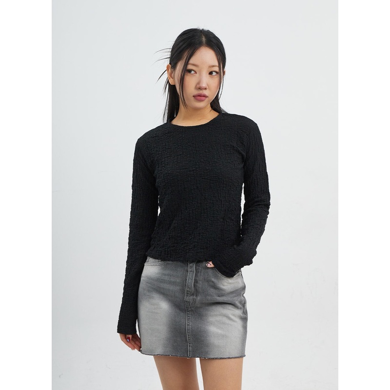 Crewneck Long Sleeve Top CJ318 Light beige S/M