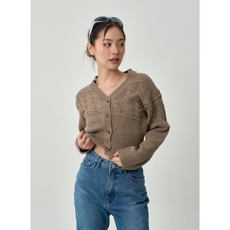 Cropped Knit Cardigan CD15 Light Beige S/M