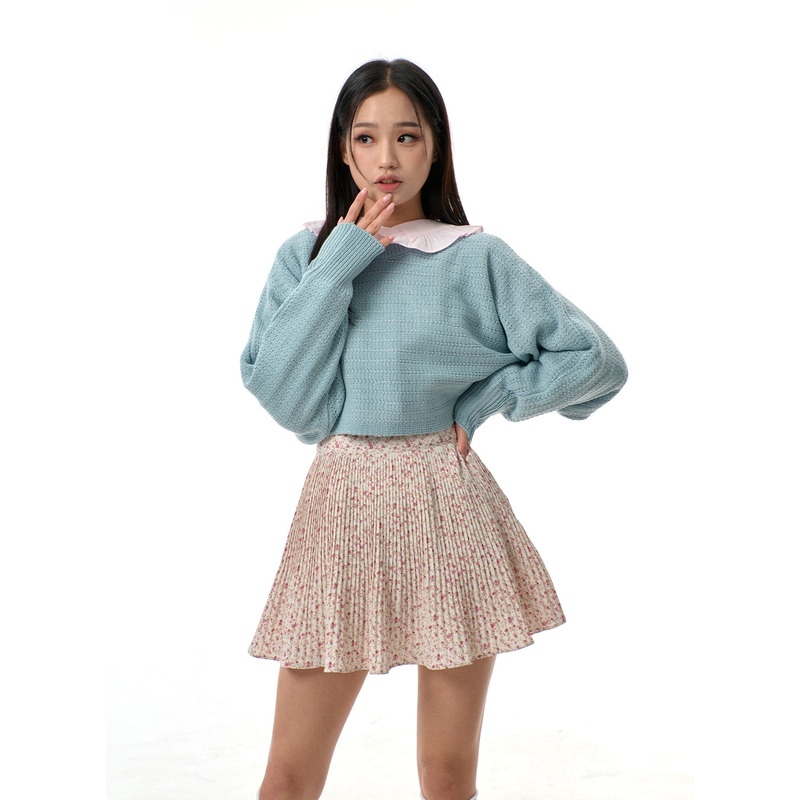 Cut Out Back Tie Detail Cropped Sweater BJ311 Light beige S/M