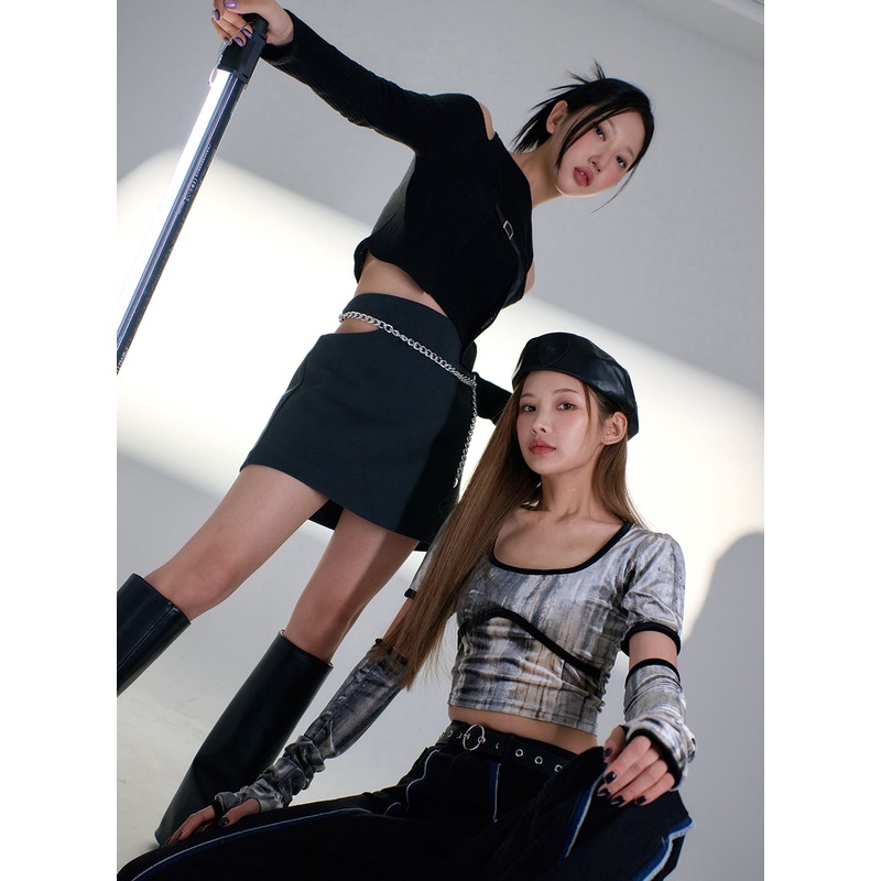 Cut Out Side Mini Skirt BD23 White S/M