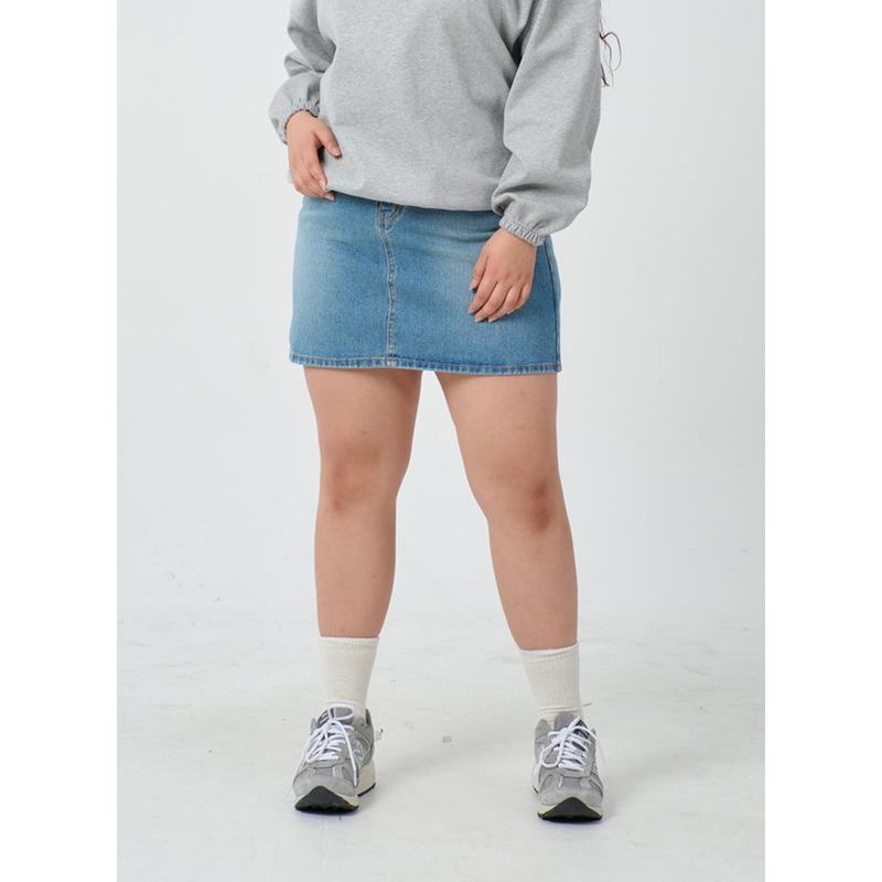 Plus Light Washed Mini Denim Skirt ID27 Blue S