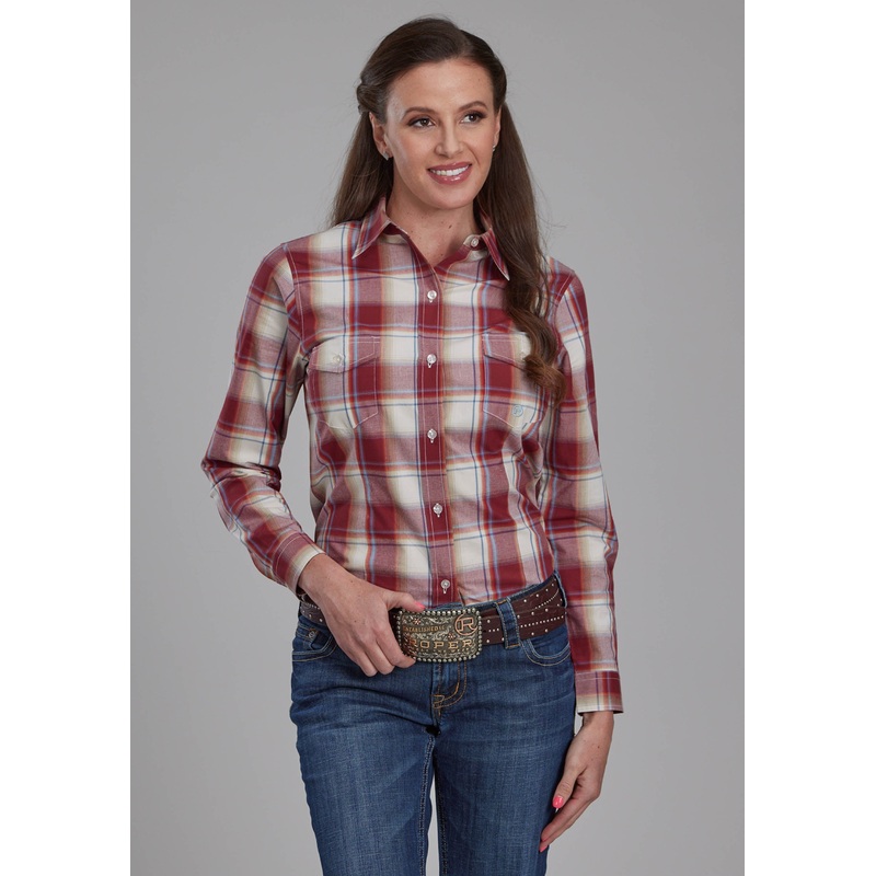 Womens ’57 Chevy Plaid Long Sleeve Button Western Shirt XS