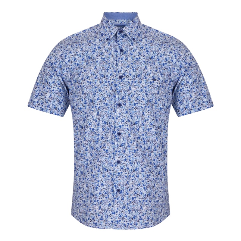 DG’s Drifter Short Sleeve Floral Print Shirt Blue Small