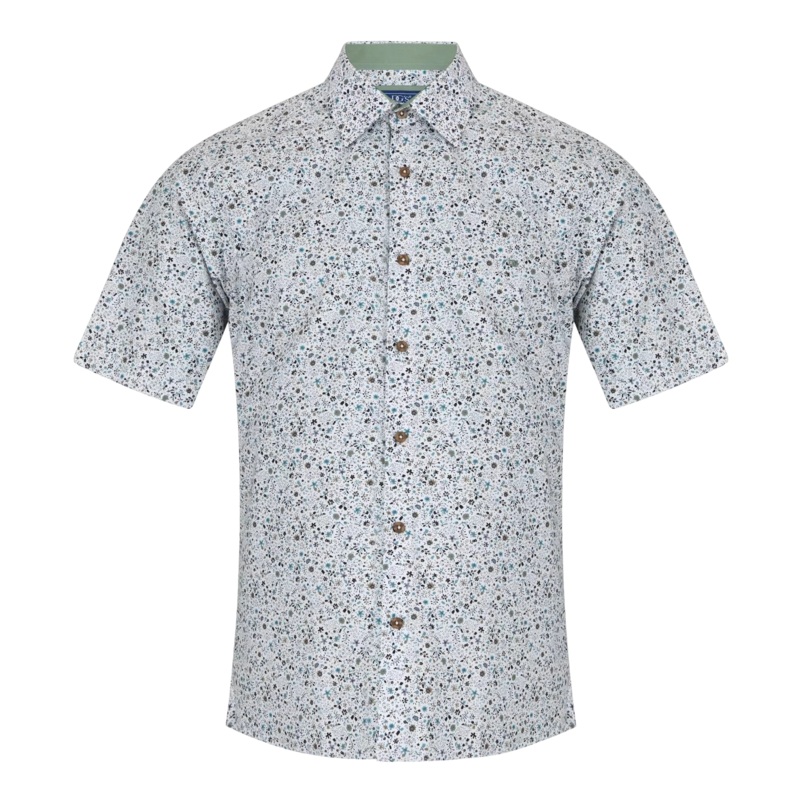 DG’s Drifter Small Print Floral Short Sleeve Shirt Green Medium