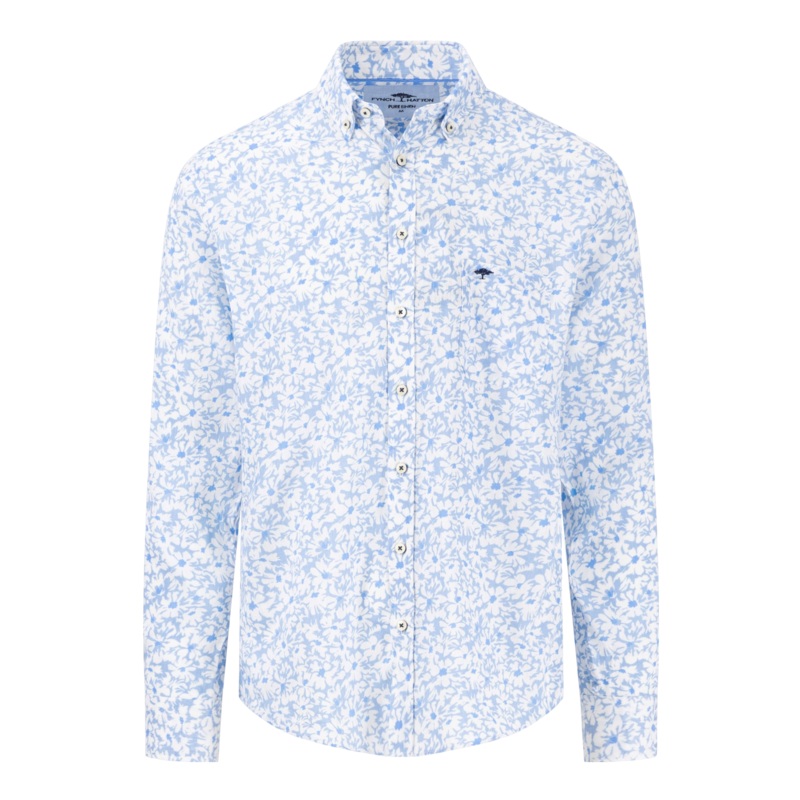 Fynch-Hatton Long Sleeve Linen Floral Shirt Summer Breeze Medium