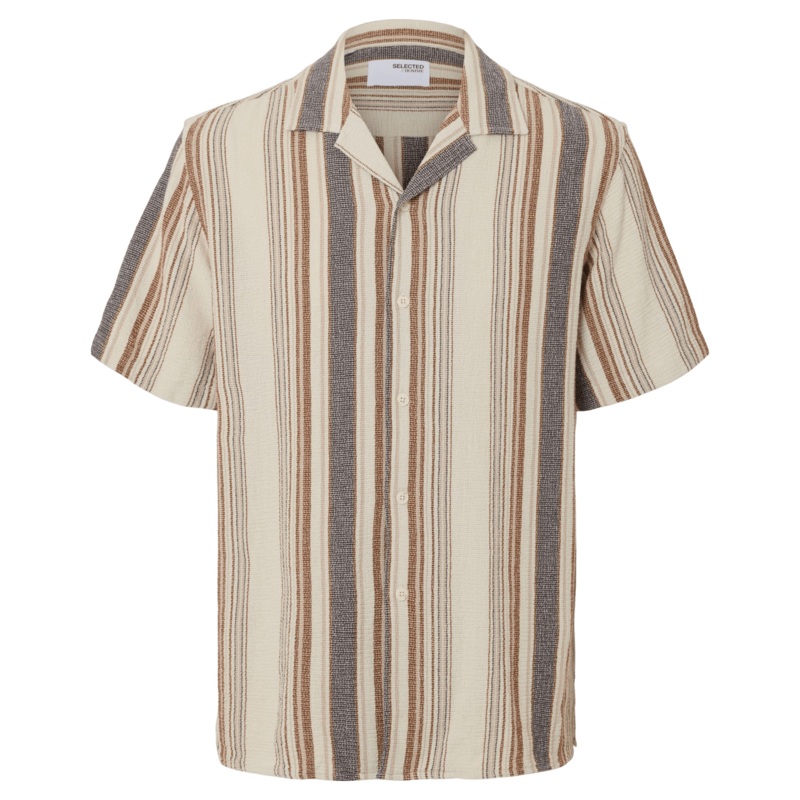Selected Sal Short Sleeve Resort Shirt Egret Small
