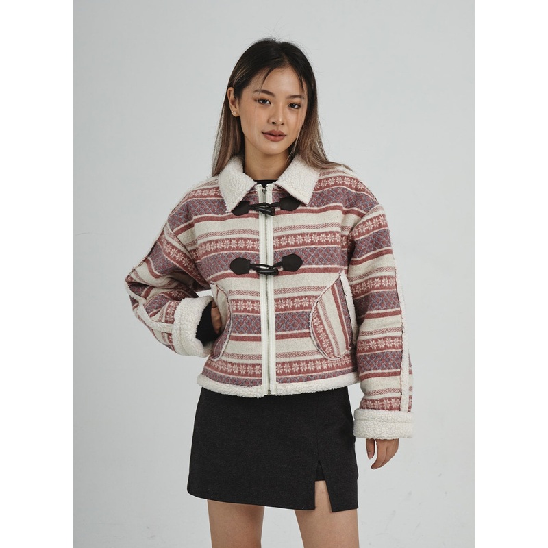 Shearing Crop Duffel Coat CN25 Pink S/M