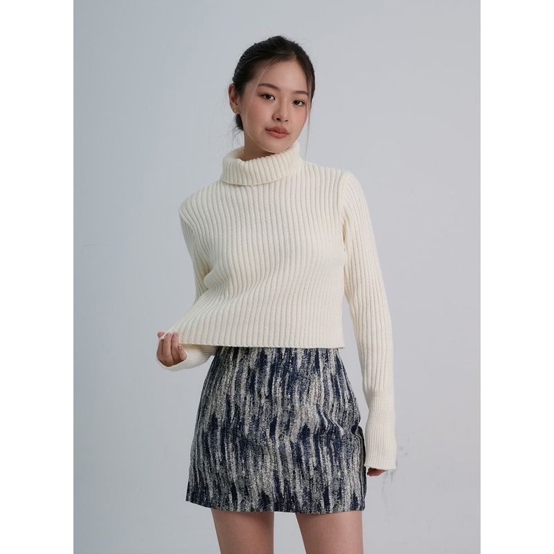 Turtleneck Crop Knit CO20 Light Beige S/M