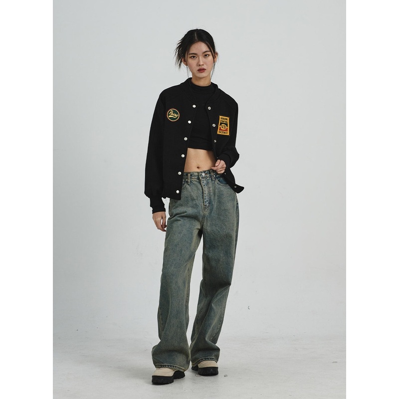 Vintage Washing Wide Leg Jeans CD06 Blue S