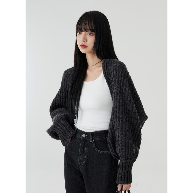 Wide Knit Bolero OO21 Light beige M/L