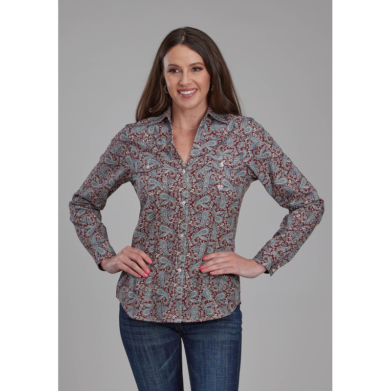 Womens Orchard Paisley Long Sleeve Button Western Shirt XS