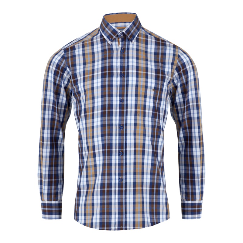 DG’s Drifter Long Sleeve Check Shirt Brown/Navy Medium