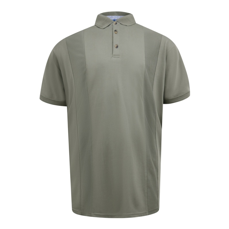 Duke Chippenham Jacquard Knitted Polo Shirt Khaki 2 X-Large