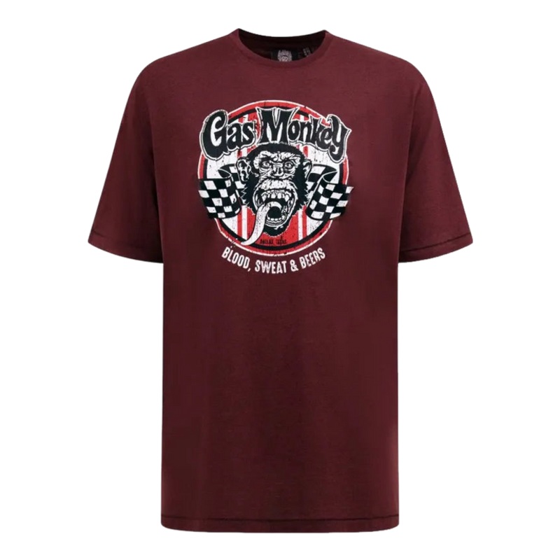 Duke Loughborough Gas Monkey T-Shirt Burgundy/Black Twist 3 X-Large