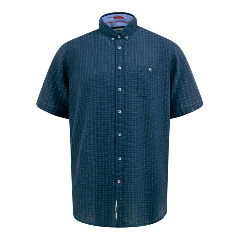Duke Pontefract Jacquard Linn Short Sleeve Shirt Navy 2 X-Large