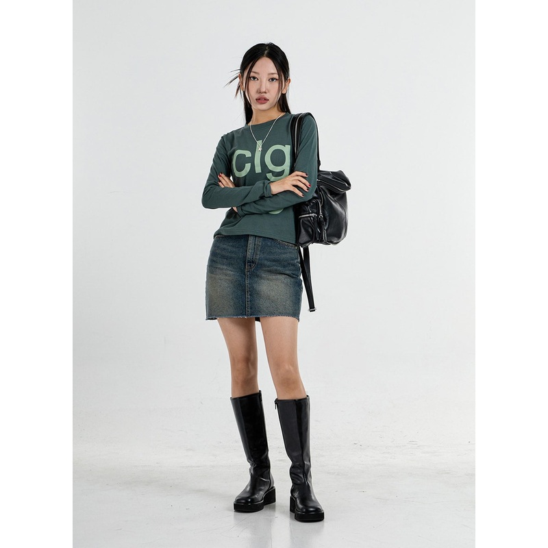 High Waist Denim Pencil Skirt CO11 Dark Blue S