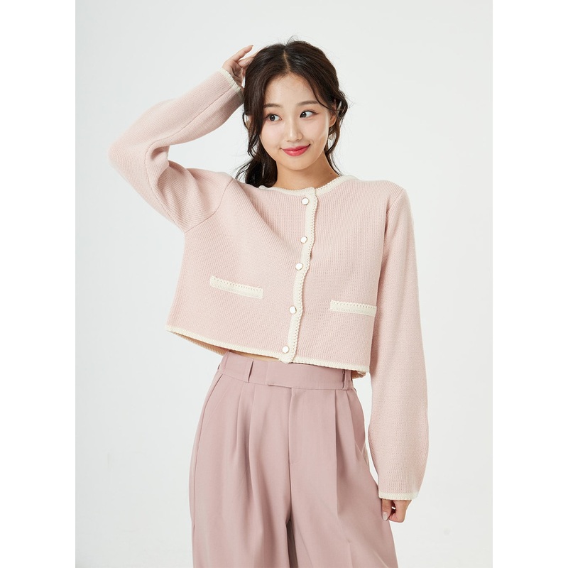 Lovely Two Tone Cardigan BG29 Light beige S