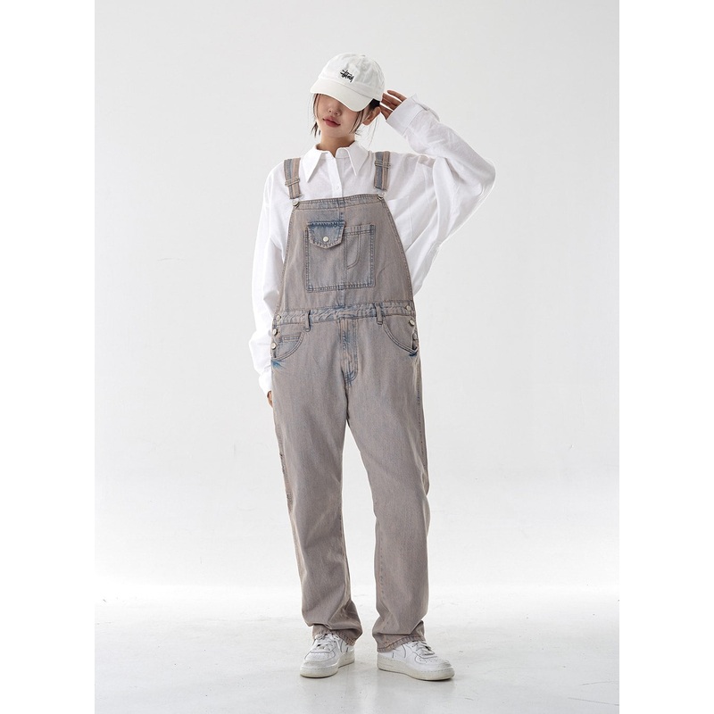 Pink Washed Overfit Denim Overalls CG16 Pink S/M