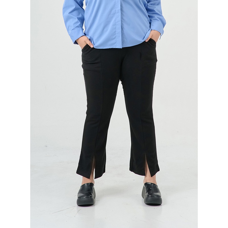 Plus Cotton Bending Bootcut Pants IS05 Grey 3XL