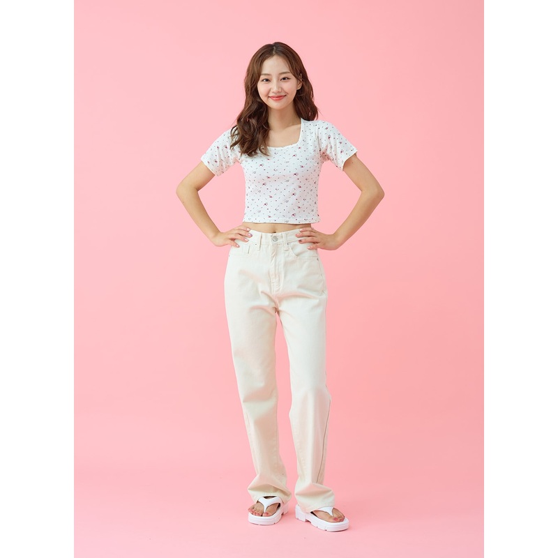 Basic Semi Wide Cotten Pants BG04 Light beige S