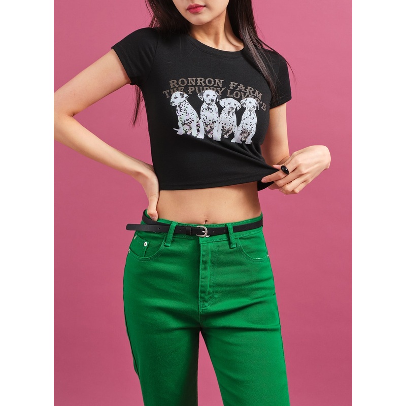 Dalmation Crop T-Shirt CY17 Black S