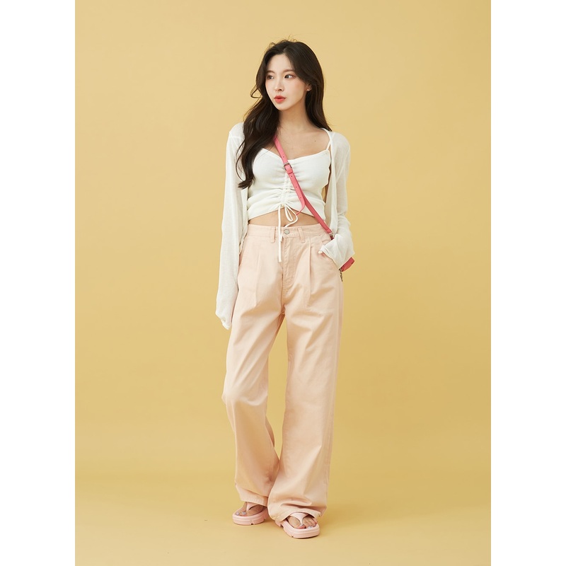 SIngle Pin-tuck Wide Cotton Pants BU13 White S