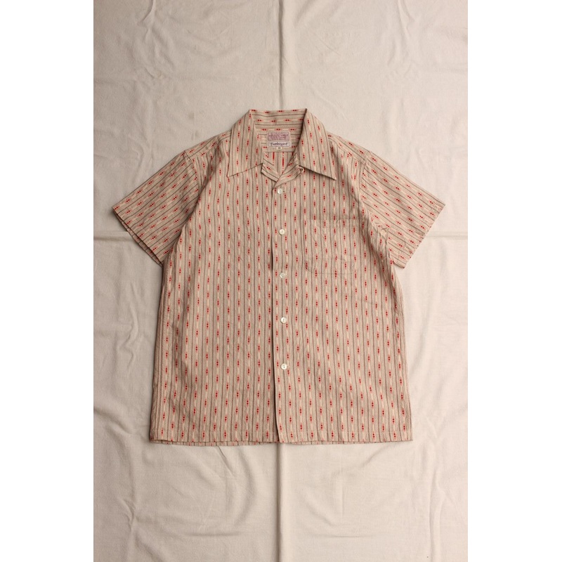 ADJUSTABLE COSTUME / ORIGINAL COTTON DOBBY STRIPE S/S OPEN SHIRT (AS-122,BEIGE) 38