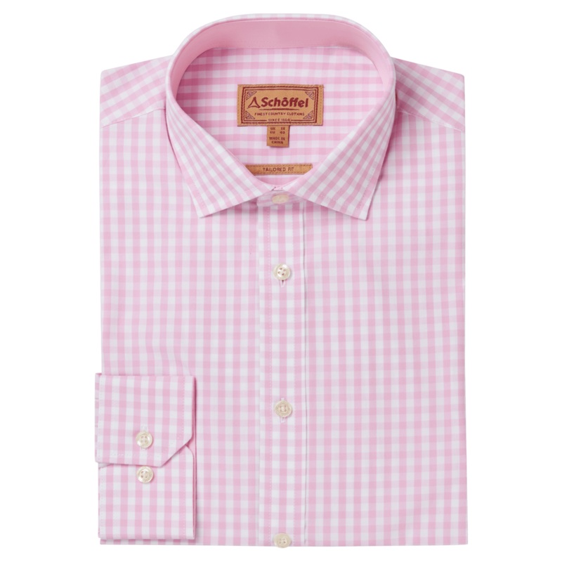 Schoffel Thorpeness Tailored Shirt Pink Check 15.5