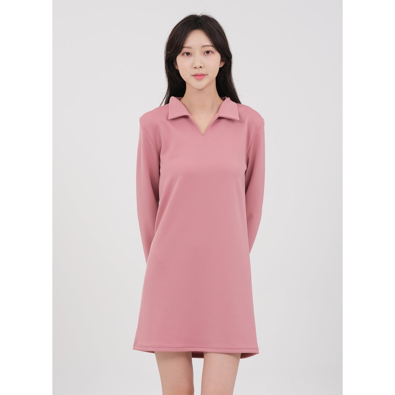 Simple Collared Straight Mini Dress OA01 Mint S/M