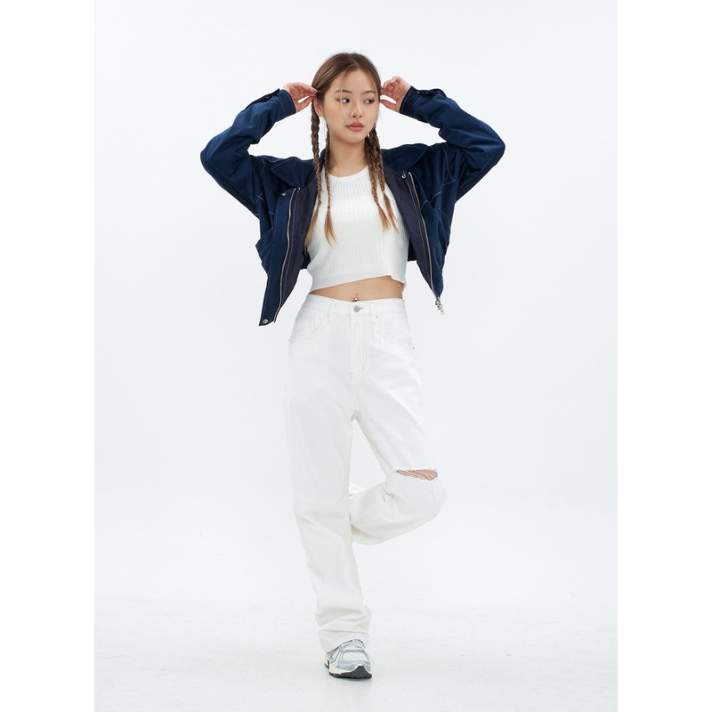 Torn Wide Leg Jeans CM18 White S