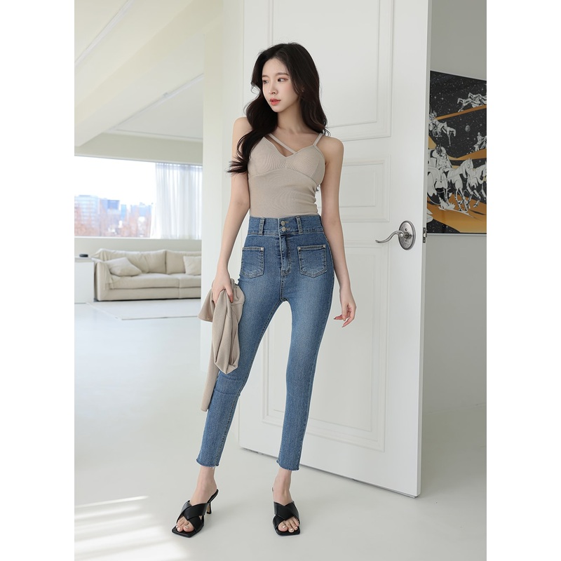 V-neck Button Down Cropped Cardigan IA11 Cream S