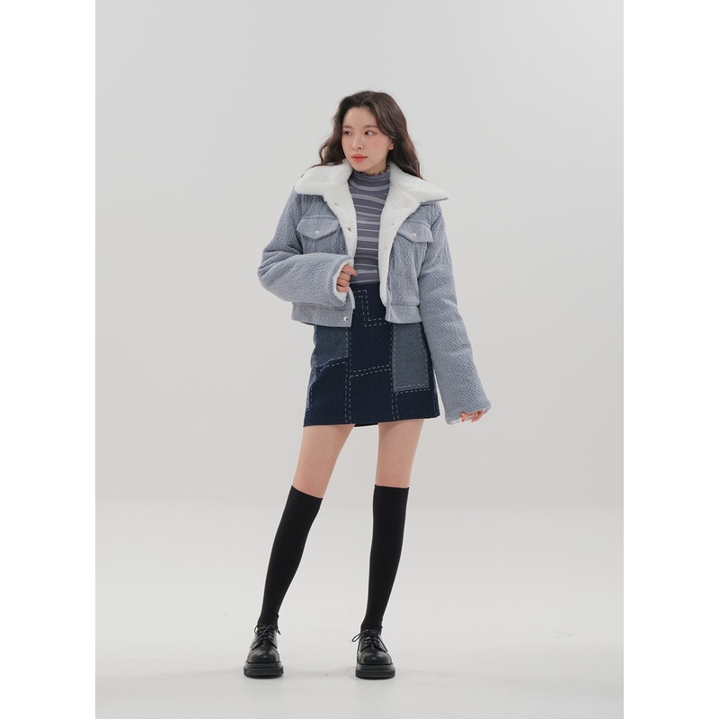 Corduroy Cropped Jacket BS-B04011203 Cream S