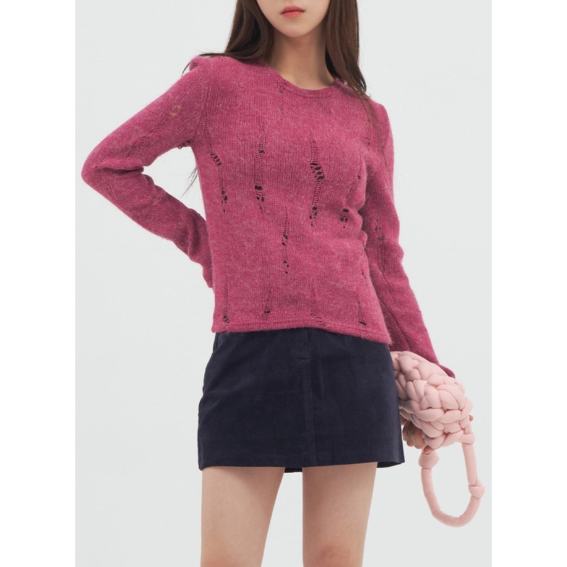 Destroyed Knit Pullover N2 Purple S/M