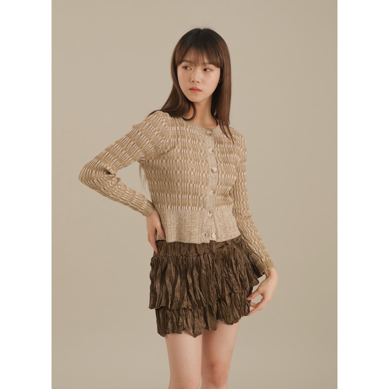 Ruffle Tier Mini Skirt J17 Beige S