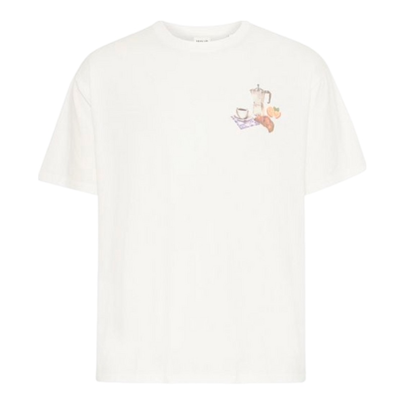 !SOLID Chest Print Logo T-Shirt Off White Small